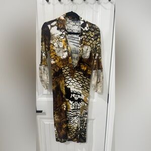Roberta Scarpa Long Sleeve Dress in Brown and Cream Sz 8